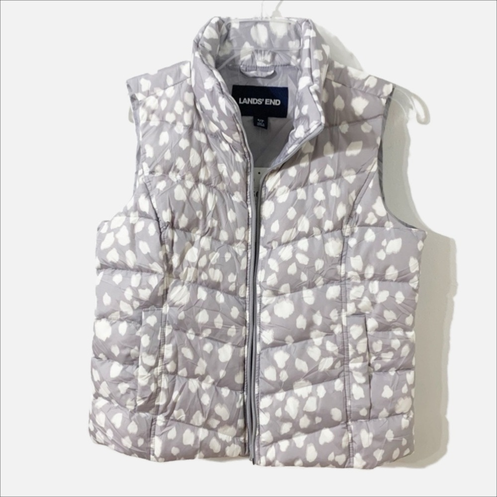 NWT Land’s End Down Filled Puffer Vest Lined Collar Side Pockets Layering Puff